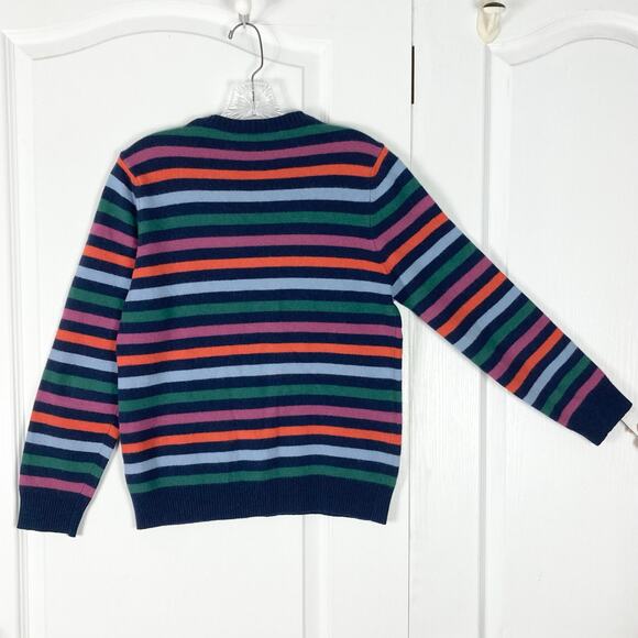 Nwot UNITED COLORS OF BENETTON Sweater M Wool Rainbow-Stripe Crew Long-Sleeve - Picture 2 of 9